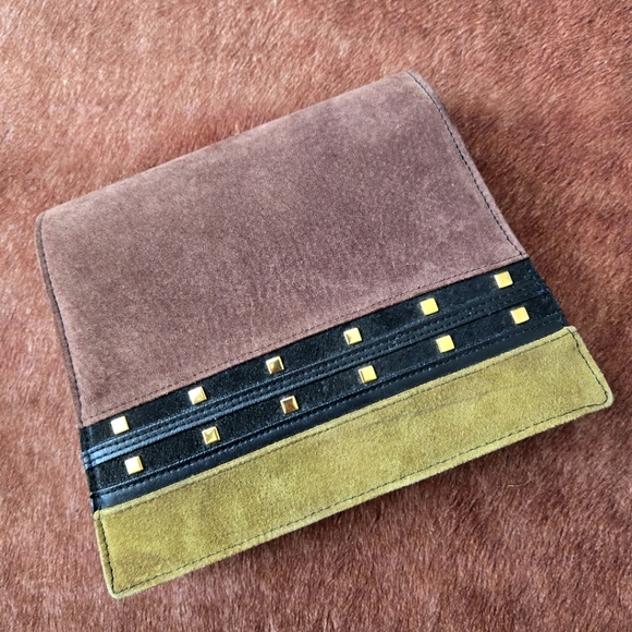 Vintage Brown and Green Suede / Leather Purse - Picture 11 of 11